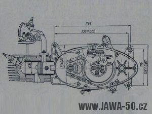 Výkres motoru Jawa 05 Pionýr