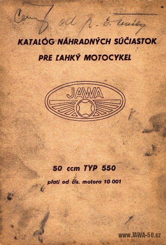 Katalog náhradních dílů Jawa 550 Pionýr (1955)