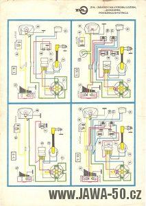 Schéma zapojení elektroinstalace mopedů Jawa 50 typ M207 Babetta