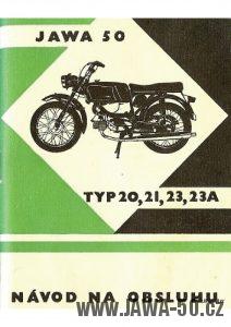 Návod na obsluhu motocyklů Jawa 50, typ 20, 21, 23A Mustang