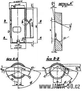 Výkres úpravy válce motoru Jawa 05