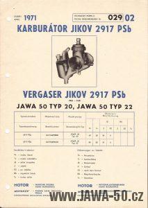 Technický popis karburátoru Jikov 2917 PSb (Technische Beschreibung Vergaser Jikov 2917 PSb)
