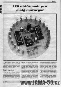 Článek z časopisu Amatérské Radio popisující výrobu LED otáčkoměru pro malý motocykl Jawa 50 Pionýr