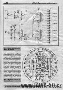 Článek z časopisu Amatérské Radio popisující výrobu LED otáčkoměru pro malý motocykl Jawa 50 Pionýr