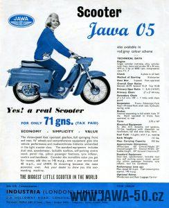 Reklamní prospekt Jawa 05 (Velká Británie)