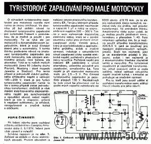 Tyristorové zapalování pro motocykl Jawa 50 Pionýr - dobový článek z časopisu Amatérské Radio