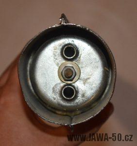 Starší provedení posledního typu výfuku Jawa 20, 21, 23 Mustang - konec