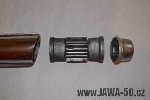 Starší provedení posledního typu výfuku Jawa 20, 21, 23 Mustang - součásti tlumiče