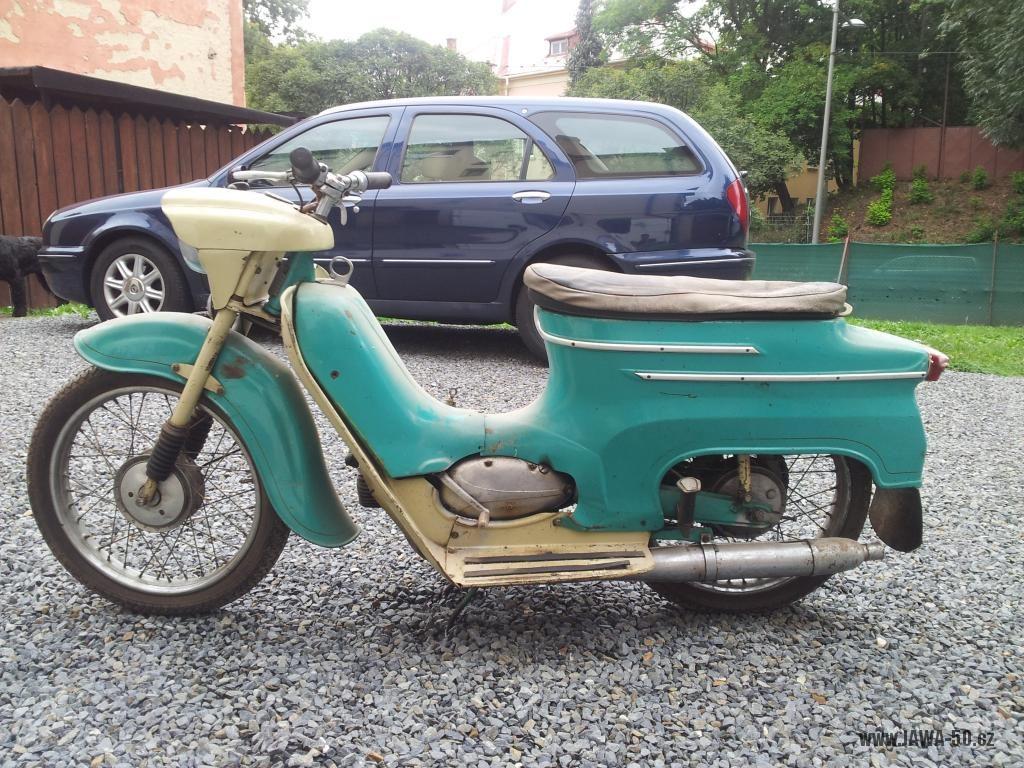 Motocykl Jawa 50 typ 05 z roku 1962 - nálezový stav