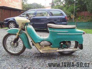 Motocykl Jawa 50 typ 05 z roku 1962 - nálezový stav