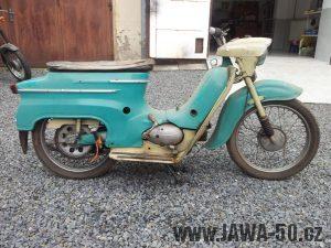 Motocykl Jawa 50 typ 05 z roku 1962 - nálezový stav