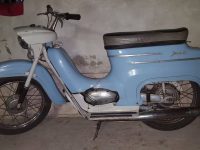 Motocykl Jawa 50 typ 20 Pionýr z roku 1969 holubí modř v původním stavu