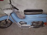 Motocykl Jawa 50 typ 20 Pionýr z roku 1969 holubí modř v původním stavu