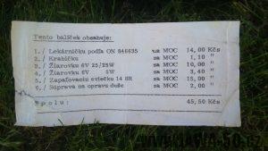 Motocykl Jawa 50 typ 223 Mustang z roku 1977 - textový doplněk lékárničky