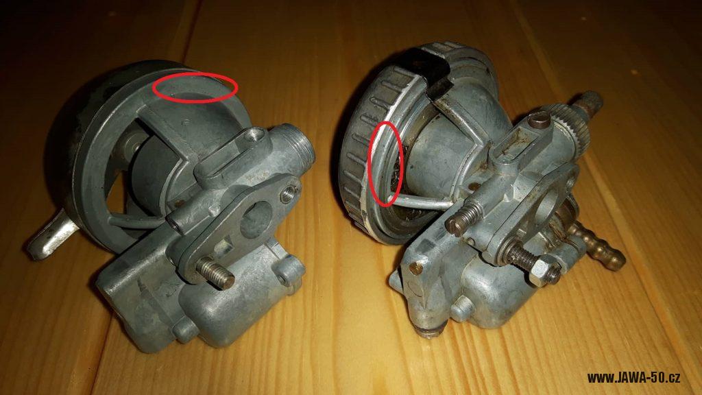 Jawa 550 - karburátory Jikov 2912 porovnání poslední a předposlední verze