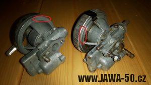 Jawa 550 - karburátory Jikov 2912 porovnání poslední a předposlední verze