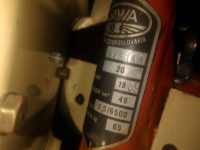 Motocykl Jawa 50 typ 20 Pionýr z roku 1969 v původním stavu - výrobní štítek