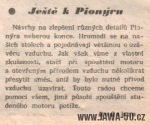 Svět Motorů 3/1958 (strana 90) - Ještě k Pionýru