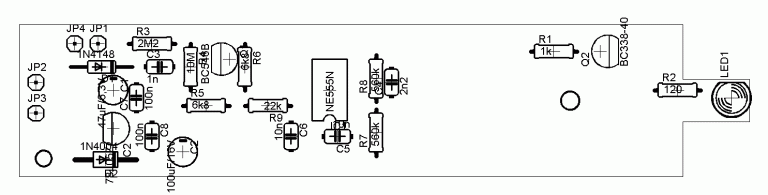 Osazovací plán DIY LED stroboskopu pro seřízení předstihu zapalování automobilu nebo motocyklu