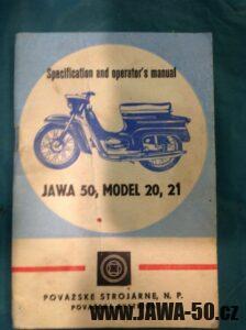 Motocykl Jawa 50 typ 23 Golden Sport (Mustang), exportní provedení pro USA - 1. generace z roku 1971 - přiložená příručka